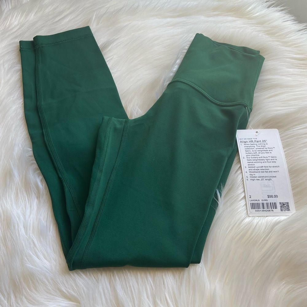 NWT Lululemon Everglade Green Align HR Tight 25” Leggings - Picture 5 of 11
